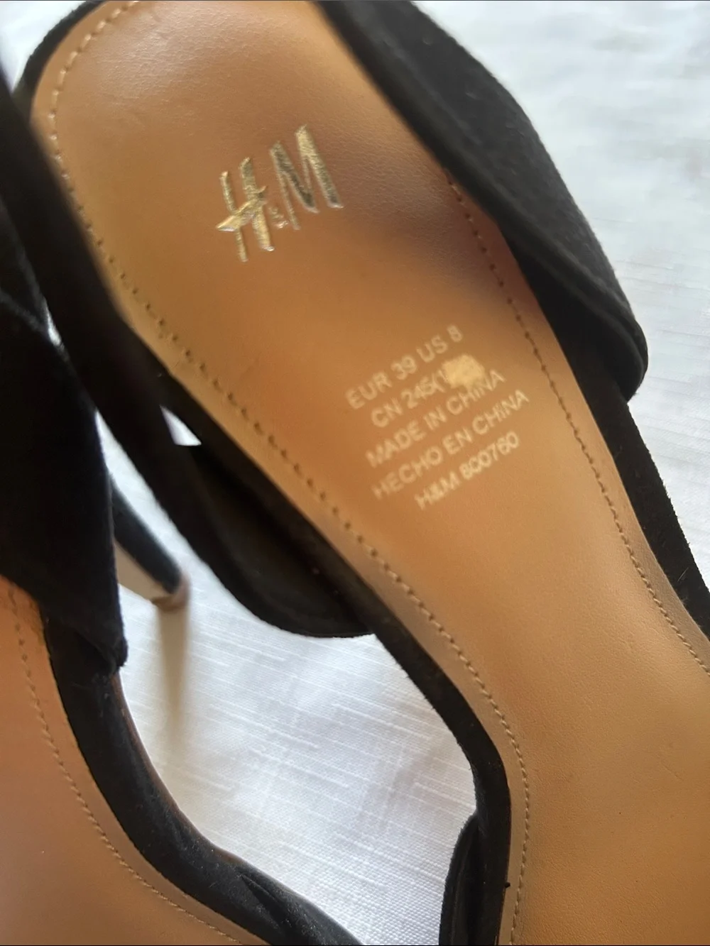 H&M Black Suede Slingback Open-Toe Heels